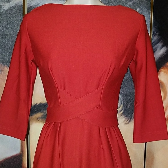 Tatyana Vickie Red RockABilly Pencil Dress Pinup - Picture 3 of 8